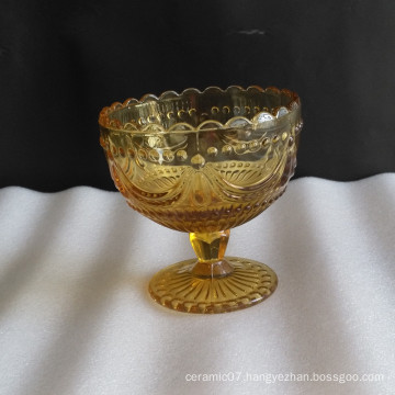 Amber Glass Ice Cream Bowls with Uique Pattern Design